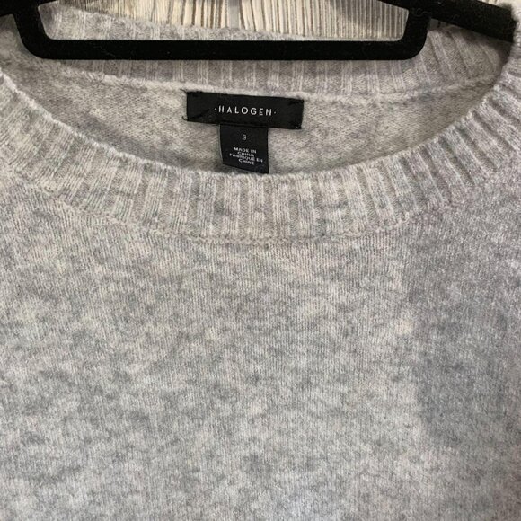 Halogen Merino Wool Grey Cutout Tie Sleeve Sweater S - Picture 2 of 6